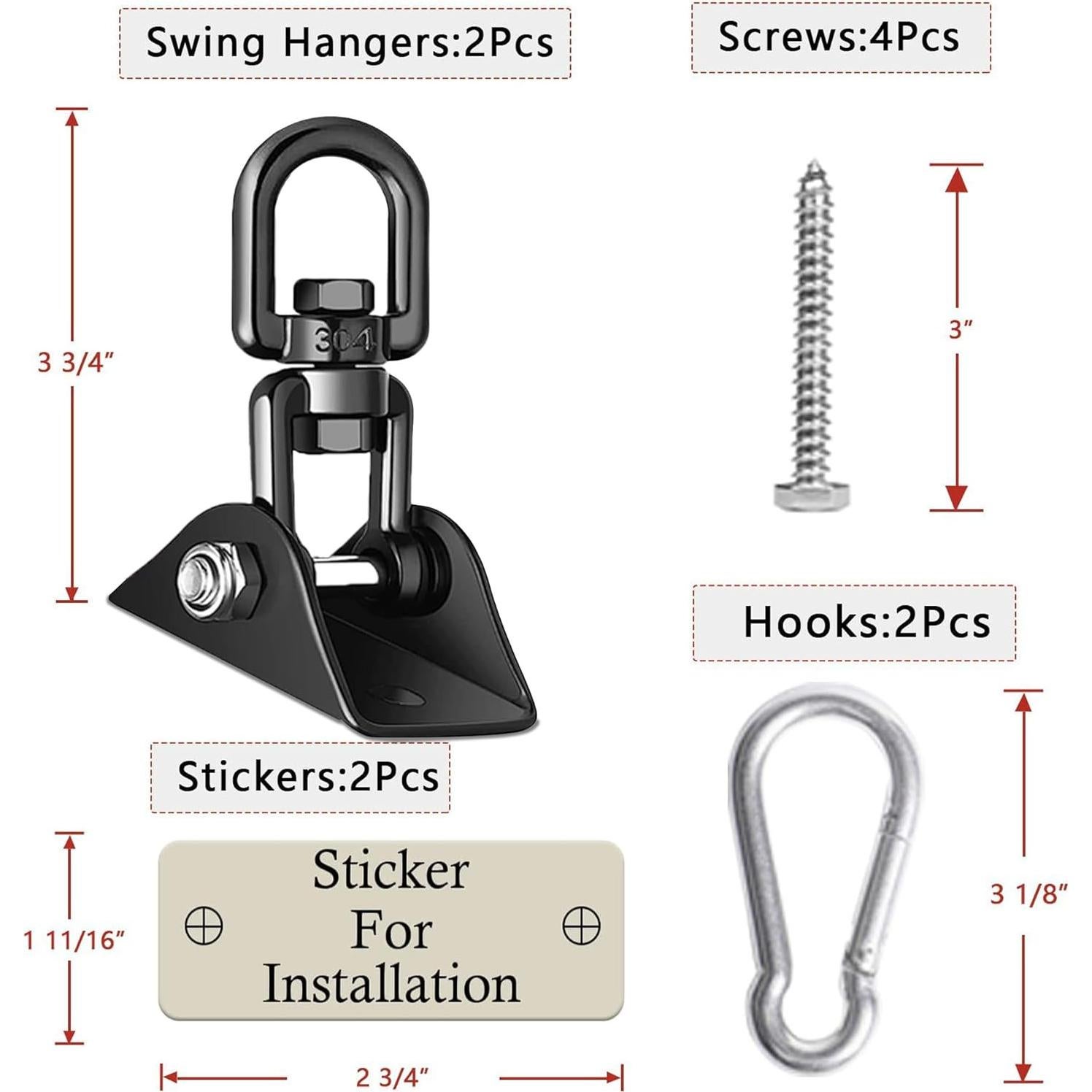 Soportes de Columpio Acero Inoxidable 2 Paquetes 360°