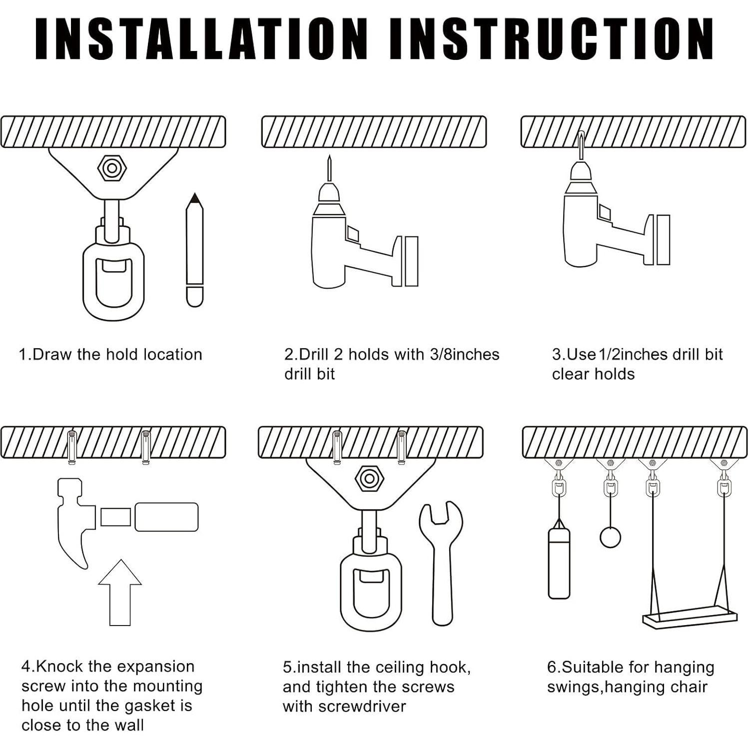 Soportes de Columpio Acero Inoxidable 2 Paquetes 360°