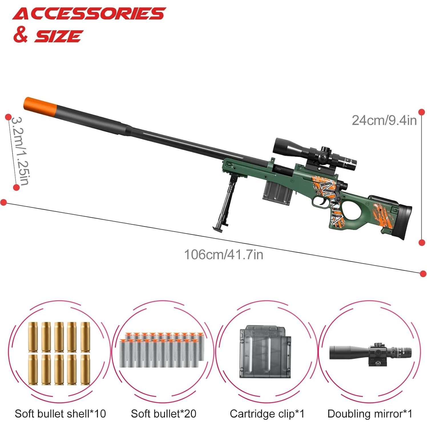 Pistola de Juguete Blaster Bsyzyani Verde 30-50 pies 8+