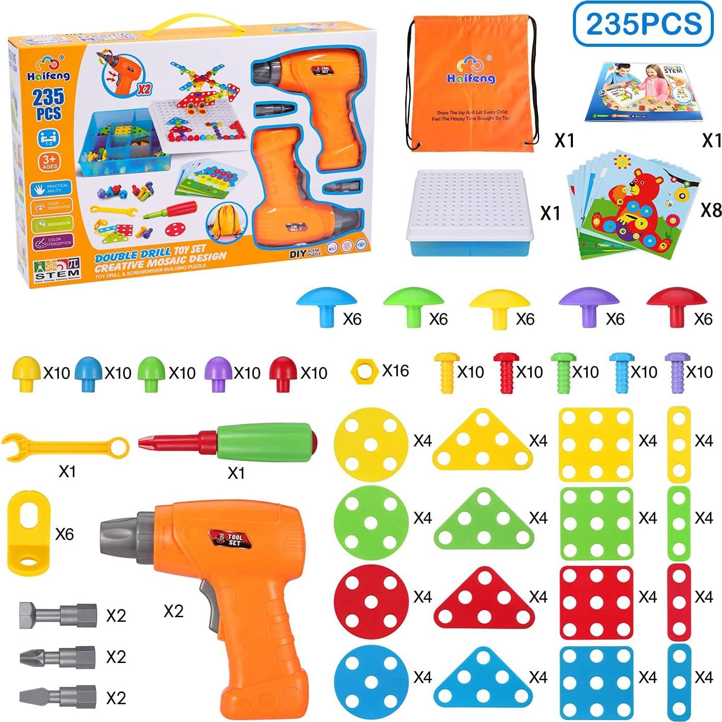 Conjunto de Juguetes de Taladro Eléctrico Haifeng 235 Piezas STEM