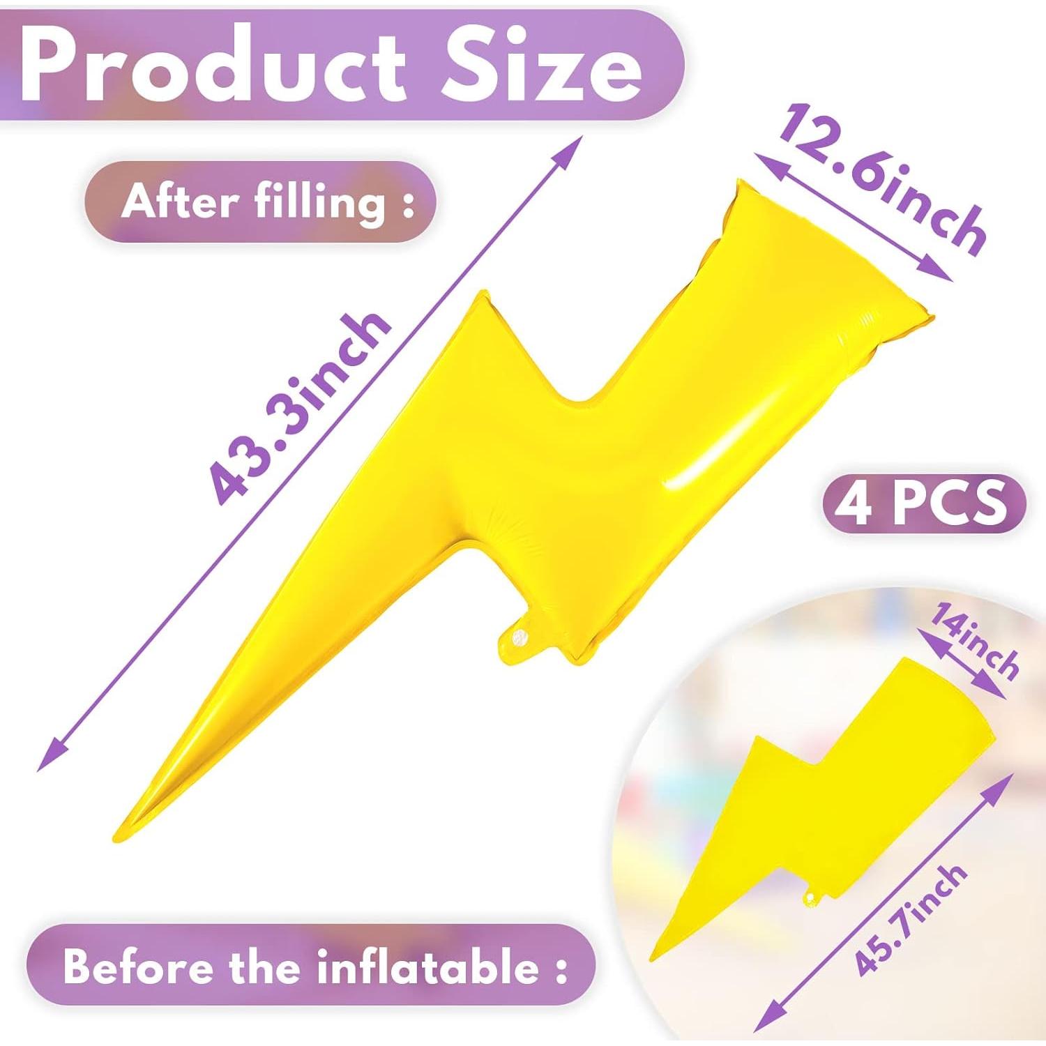 Globos de Relámpago Deekin 4 Pcs 114 cm Amarillo para Fiestas