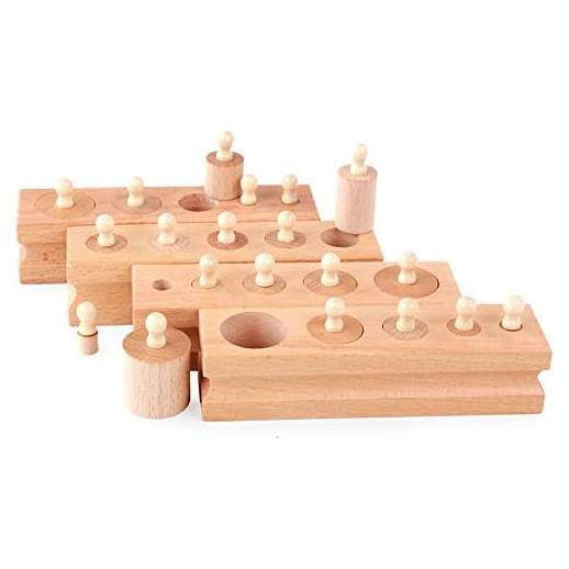 Bloques de Cilindros de Madera Adena Montessori - Juego de 4