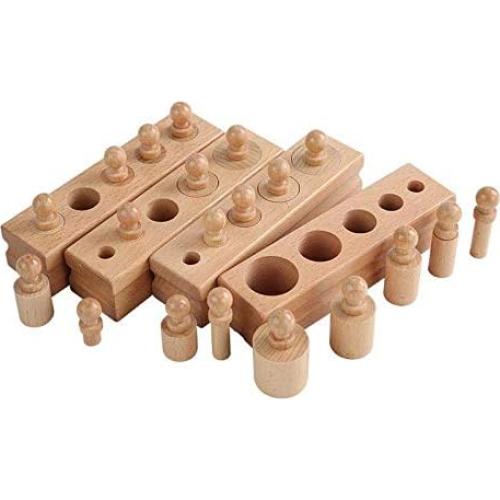 Bloques de Cilindros de Madera Adena Montessori - Juego de 4