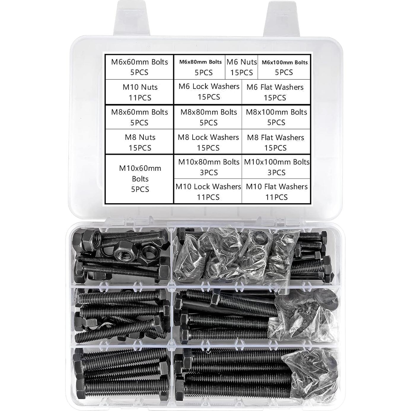 164 Piezas Tuercas y Tornillos Métricos Acero Aleado Grado 8.8