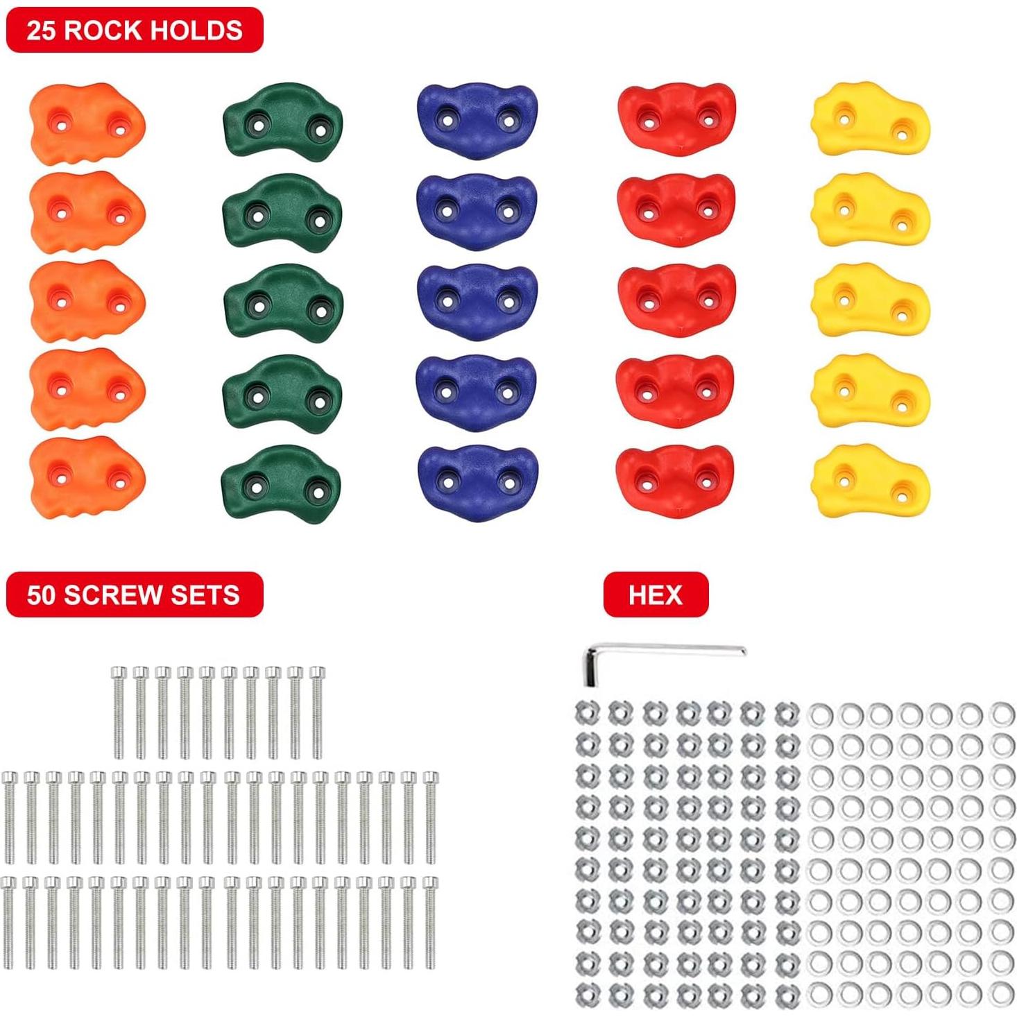 Agarraderas de Escalada Duobang para Niños y Adultos - 25 PCS