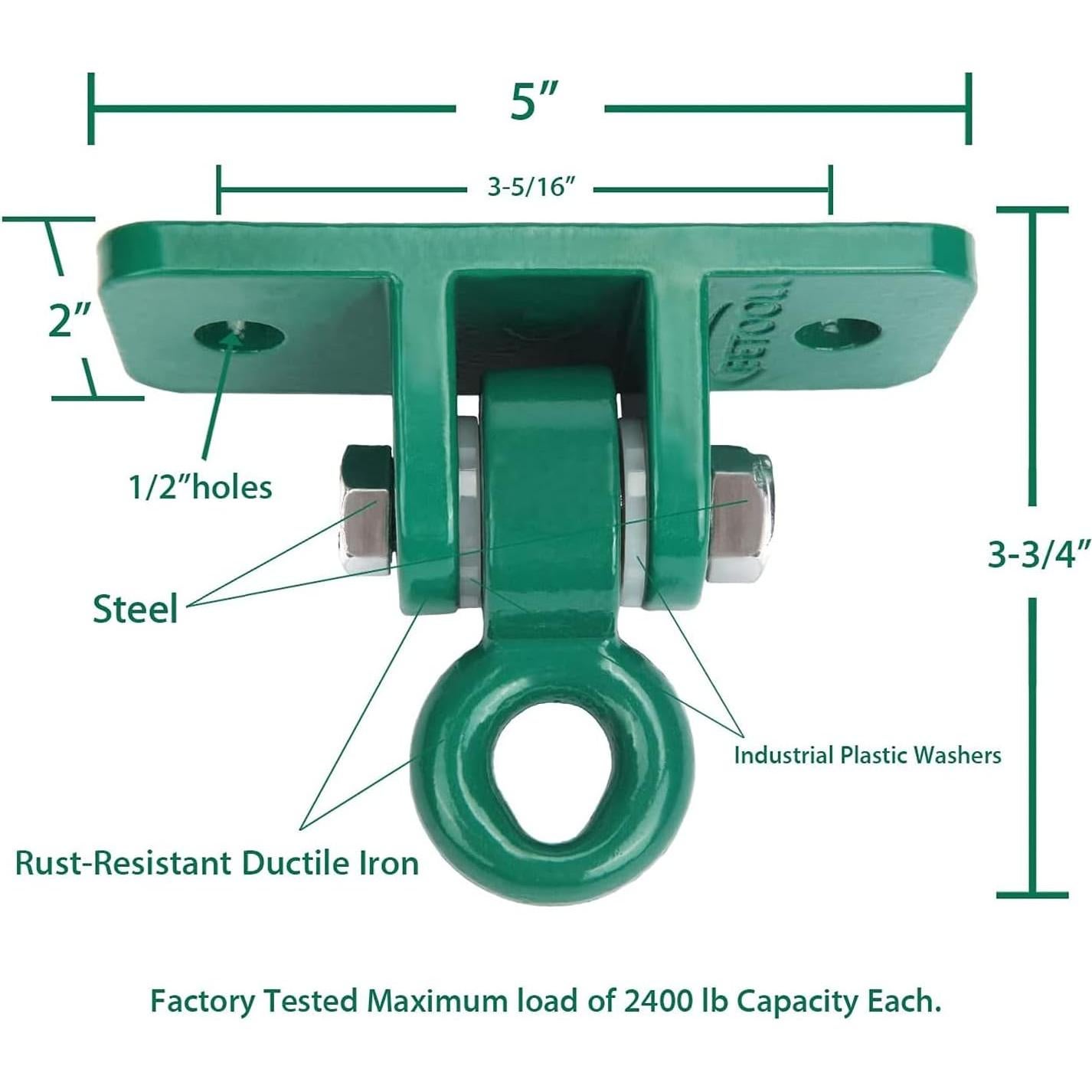 Soportes de Columpio BETOOLL Verde 2pcs Alta Resistencia 1088 kg
