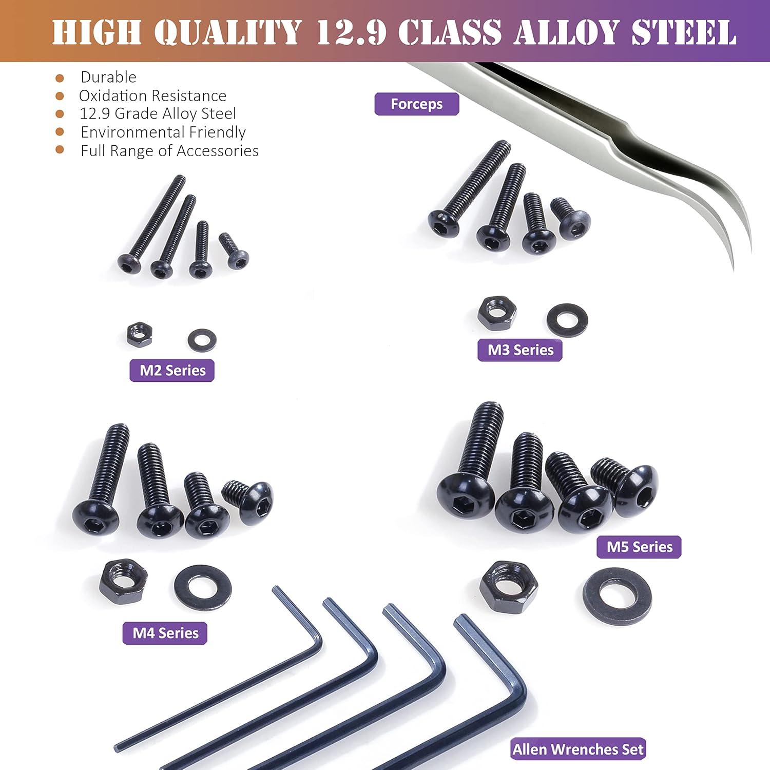 Kit de Tornillos M2 M3 M4 M5 ZTF con Tuercas y Arandelas 840PCS