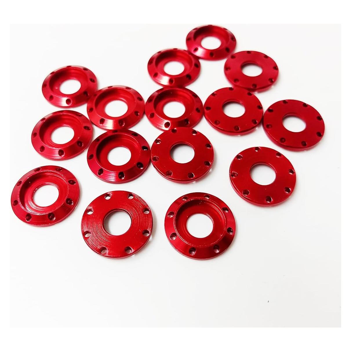 Arandelas de Aluminio Anodizado M8 Rojo 15 Piezas BingSHH