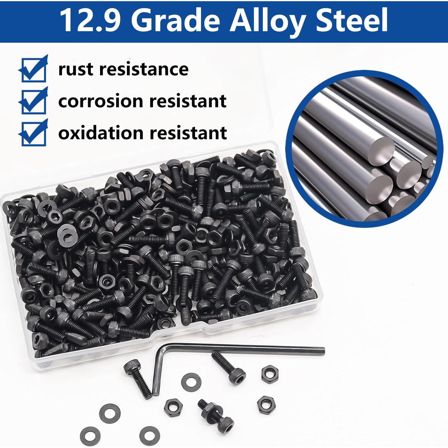 Kit 300 Tornillos M3 x 6mm Bemaka con Tuercas y Arandelas