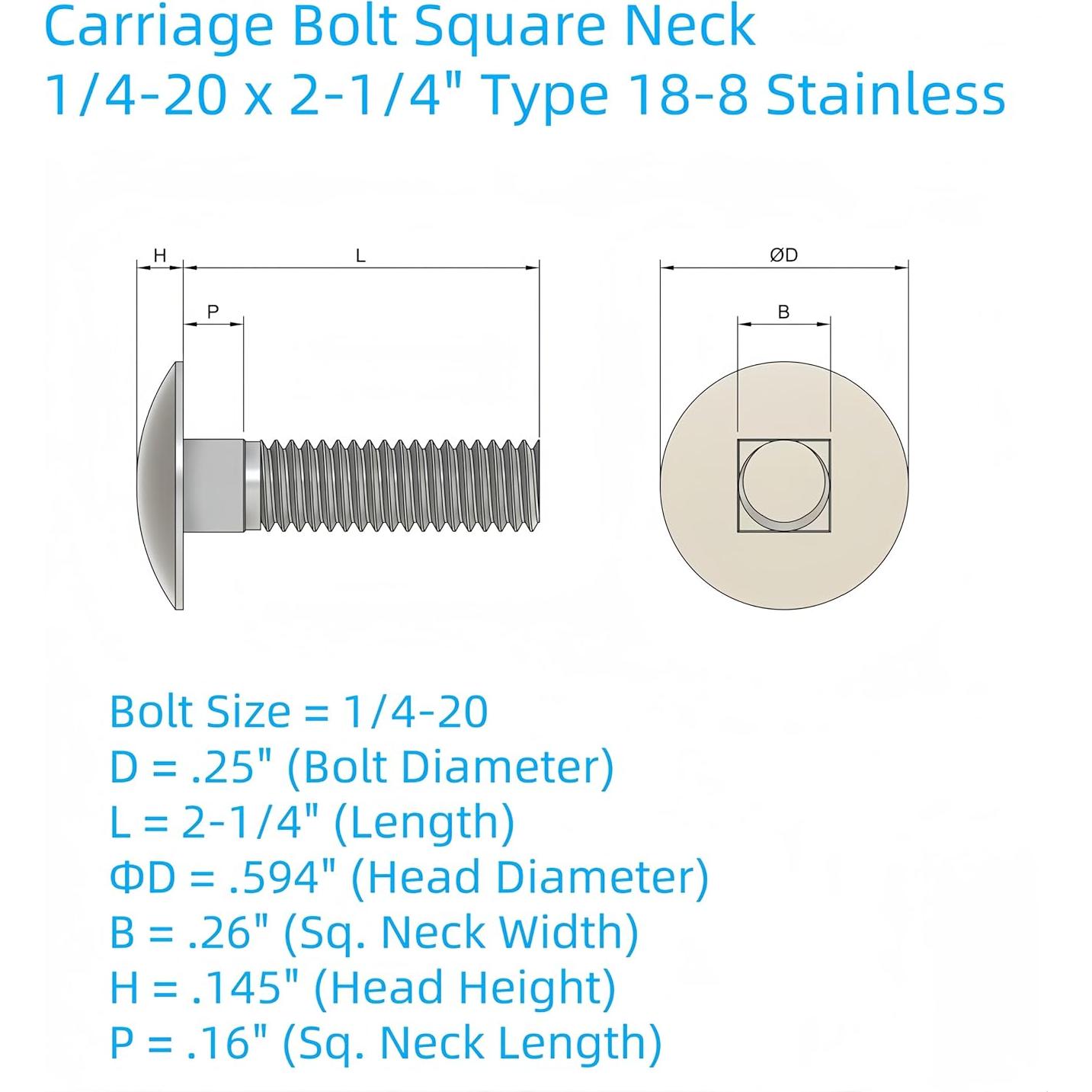 Tornillos de Carrocería SANTIE 18-8 2.1 cm x 5.7 cm (25 pcs)