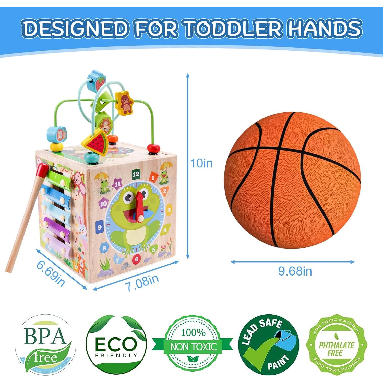 Cubo de Actividad de Madera KMTJT para Niños 1-3 Años Rosa