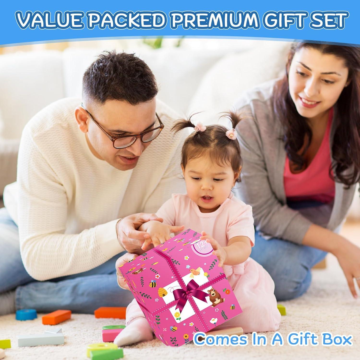 Cubo de Actividad de Madera KMTJT para Niños 1-3 Años Rosa