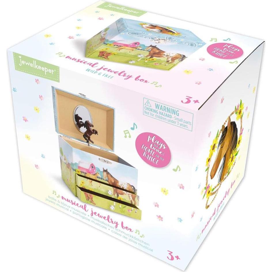 Caja de Joyería Musical Jewelkeeper Caballo 2 Cajones Verde