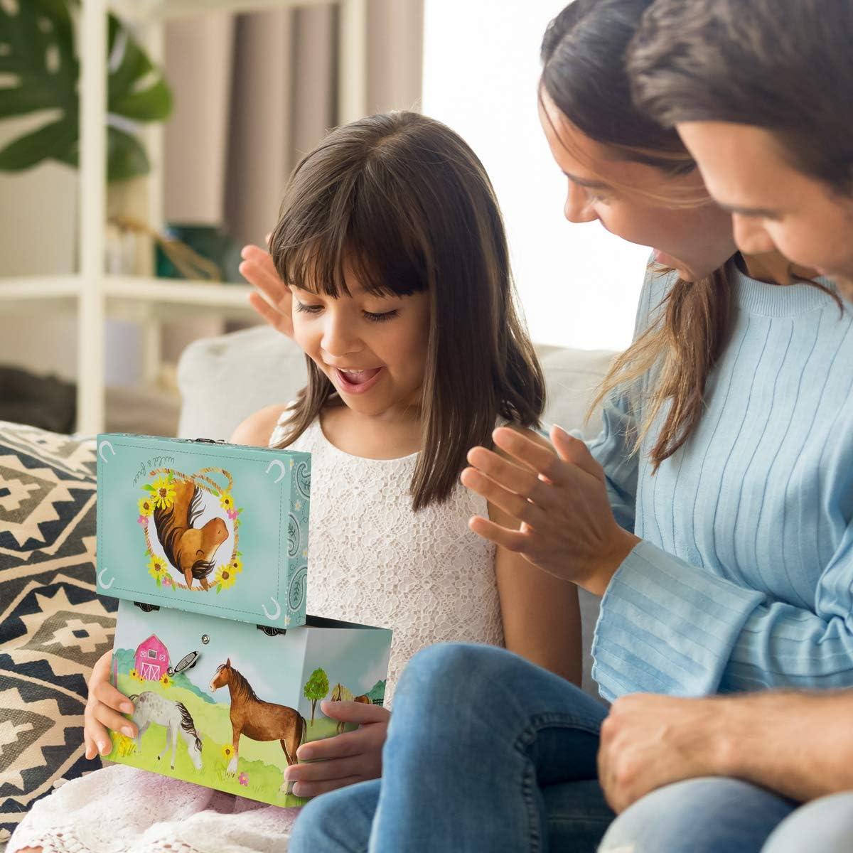 Caja de Joyería Musical Jewelkeeper Caballo 2 Cajones Verde