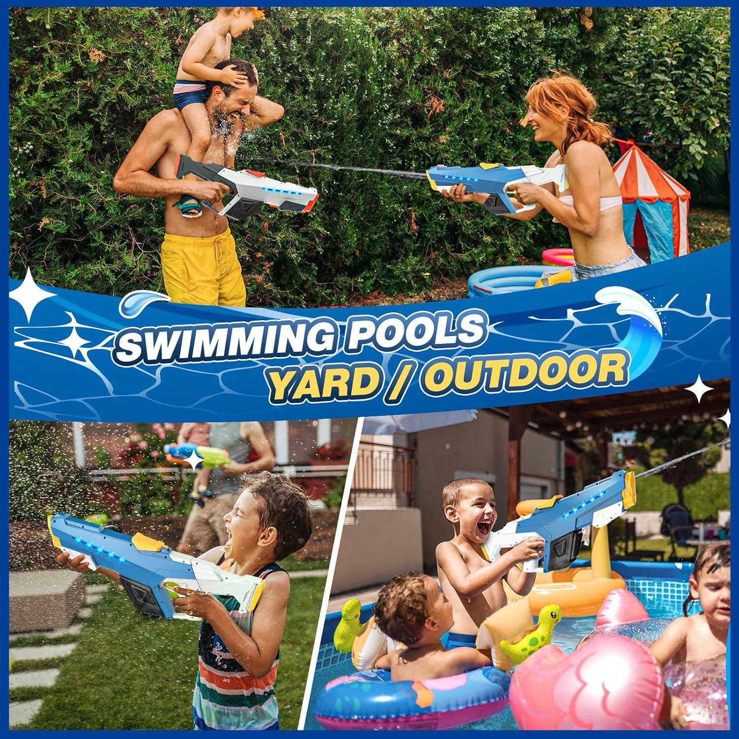 Pistola de Agua Eléctrica Skirfy Azul 9.75 m para Niños y Adultos