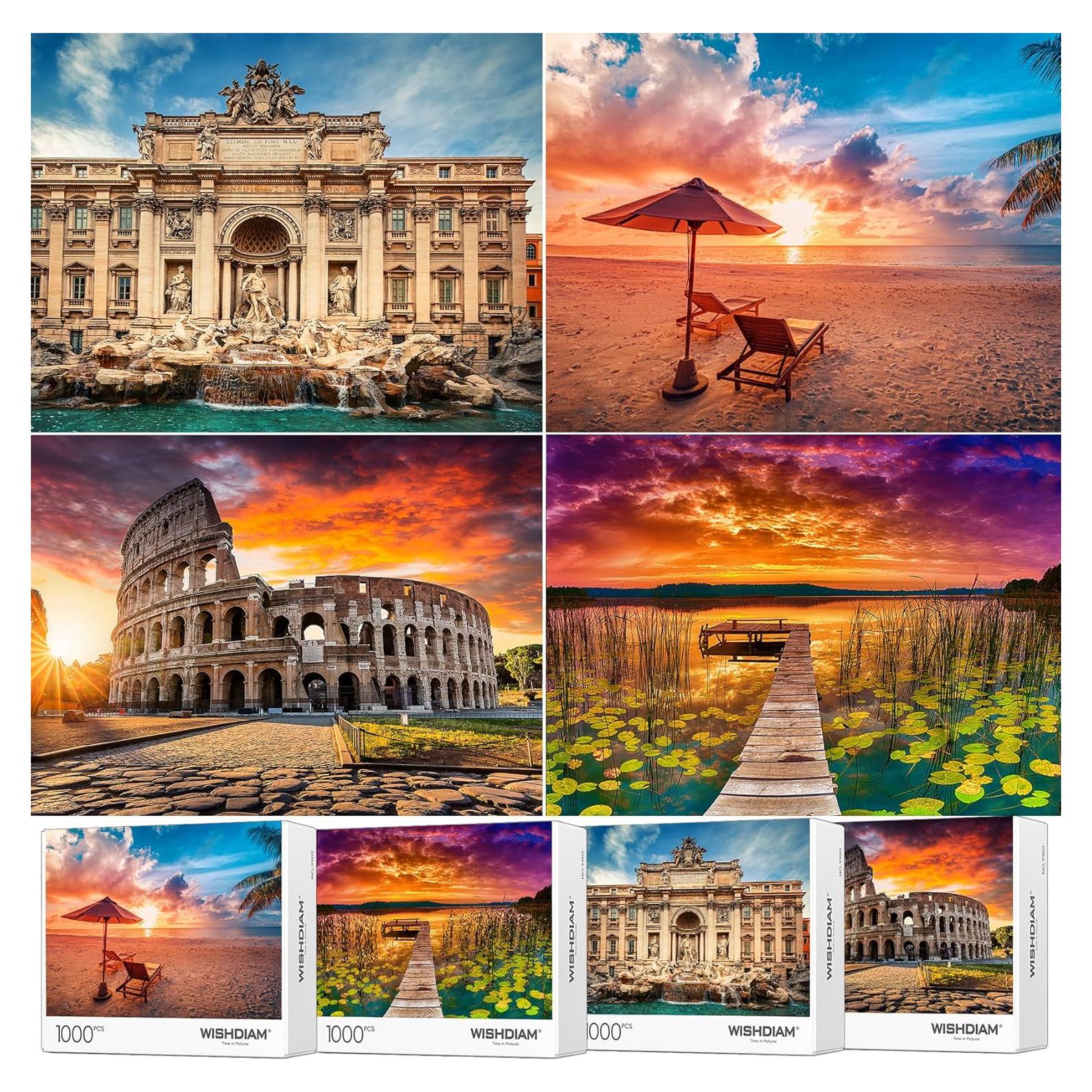 Rompecabezas 4 Pack 1000 Piezas WISHDIAM Paisajes Naturales