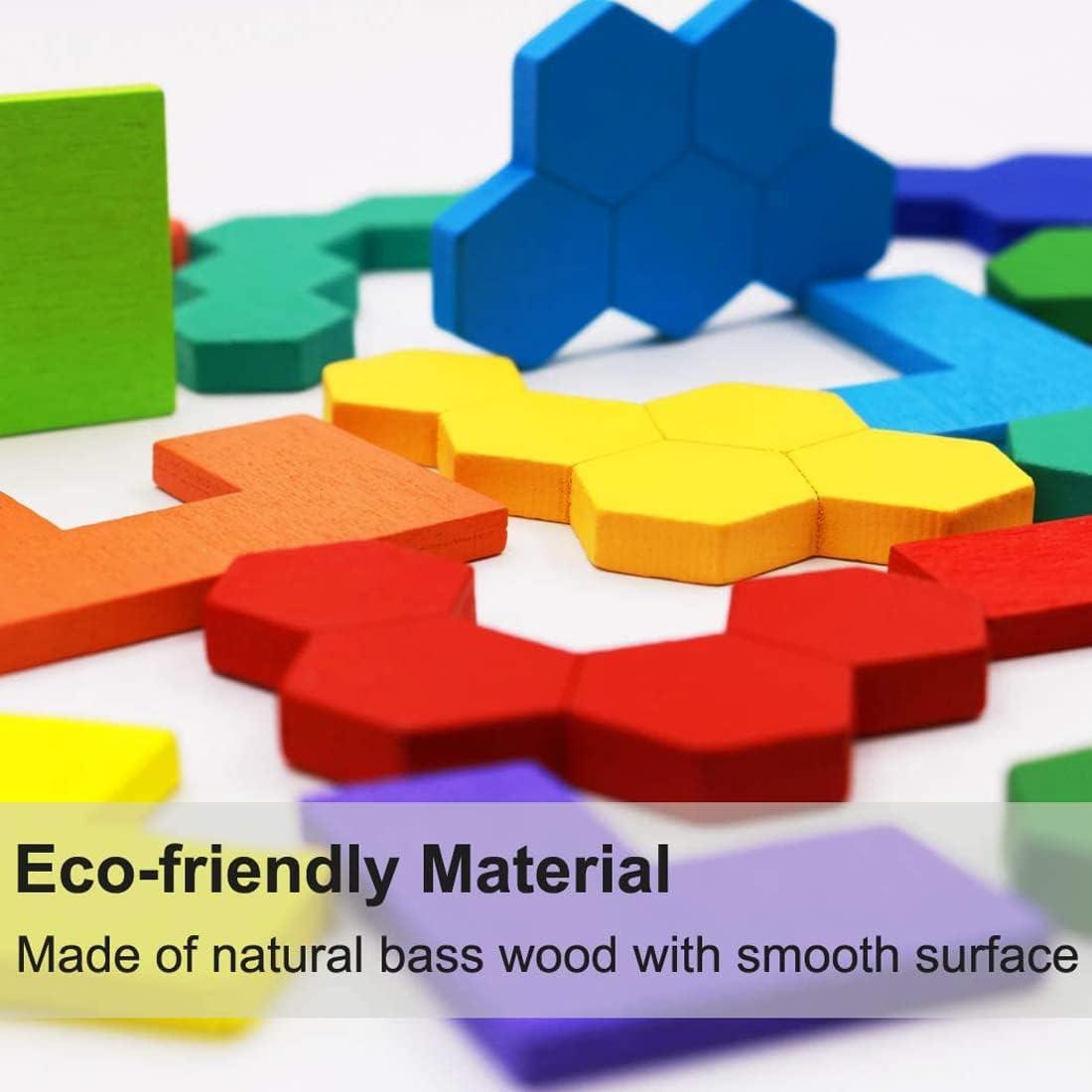 Rompecabezas de Madera Kiouposy - 2 en 1 Bloques Rusos y Hexagonales