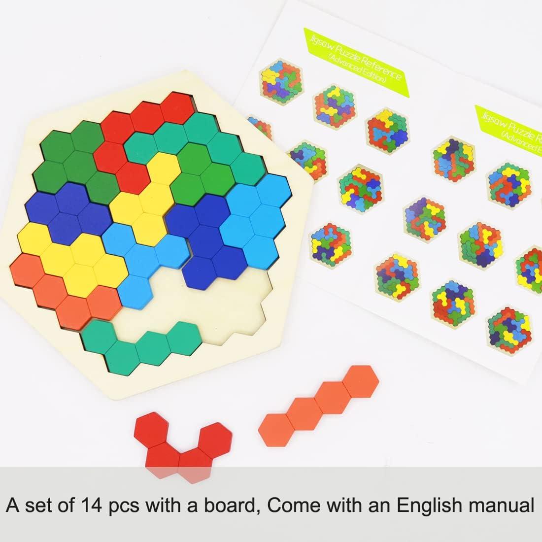 Rompecabezas de Madera Kiouposy - 2 en 1 Bloques Rusos y Hexagonales