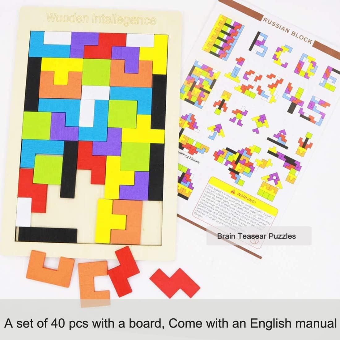 Rompecabezas de Madera Kiouposy - 2 en 1 Bloques Rusos y Hexagonales