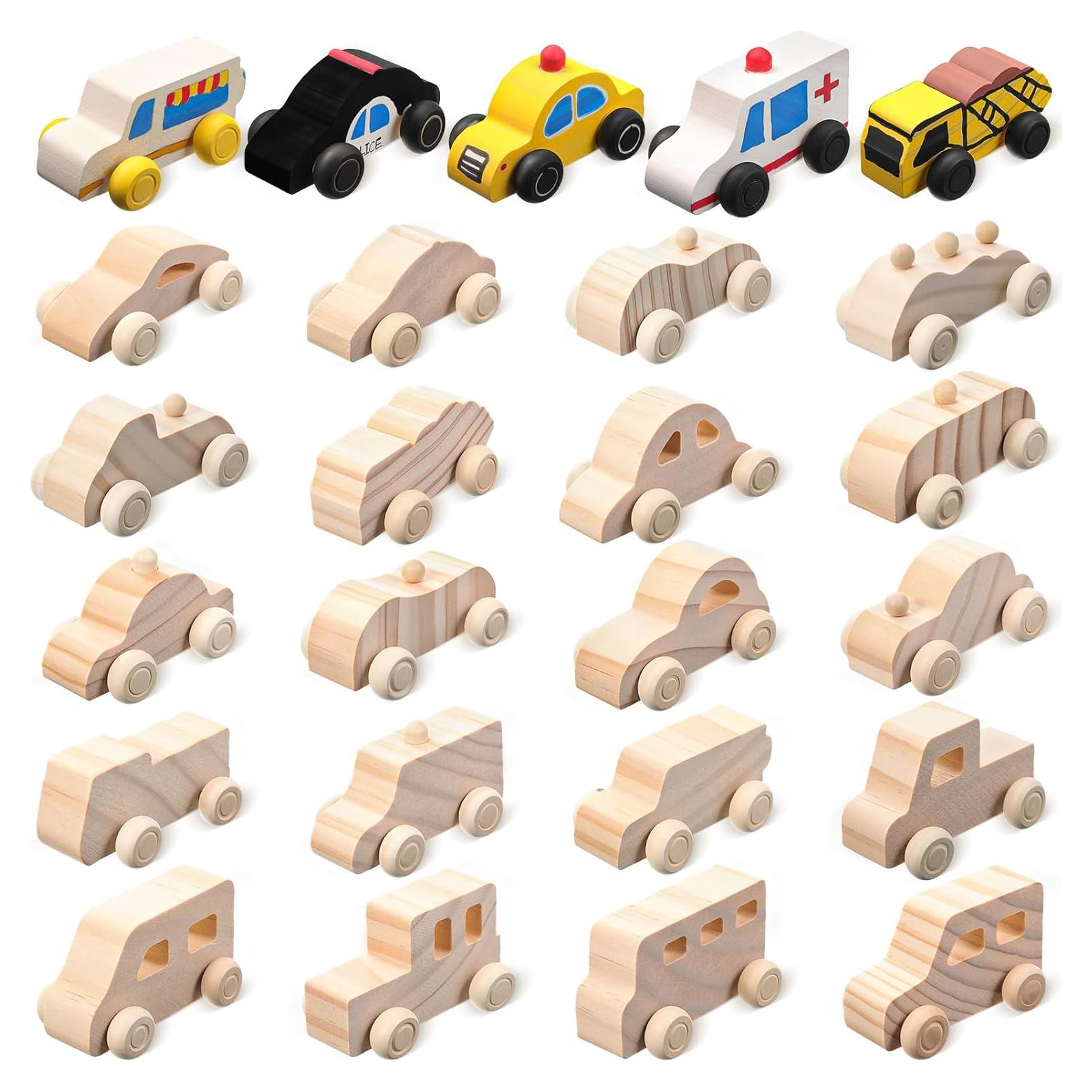 Kits de Coches de Madera DIY Leyndo - 20 Piezas 7x4x4 cm