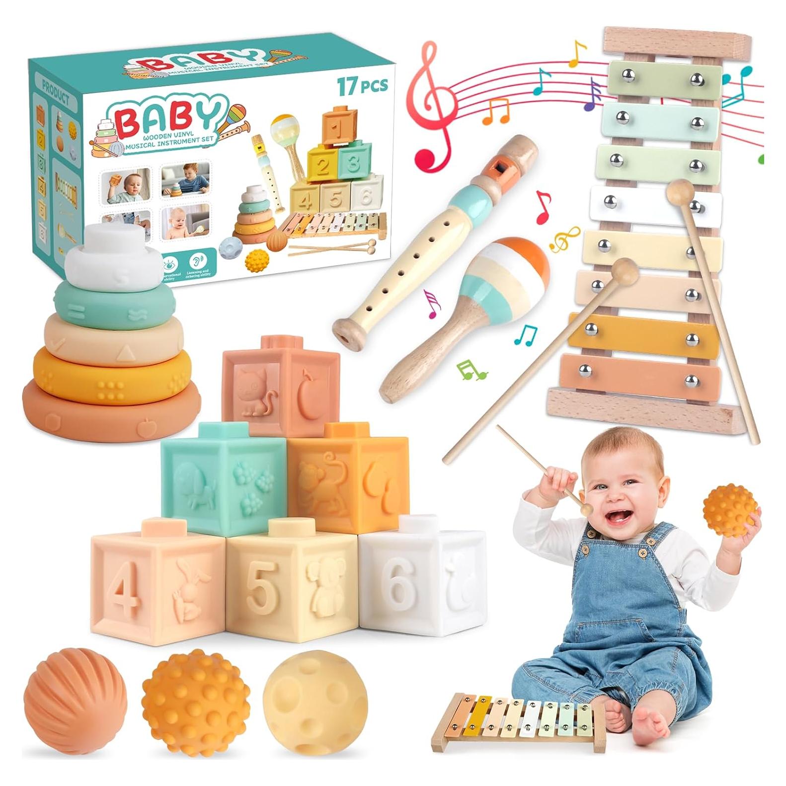 Juguetes Montessori 6 en 1 para Bebés 6-12 Meses - Xilófono