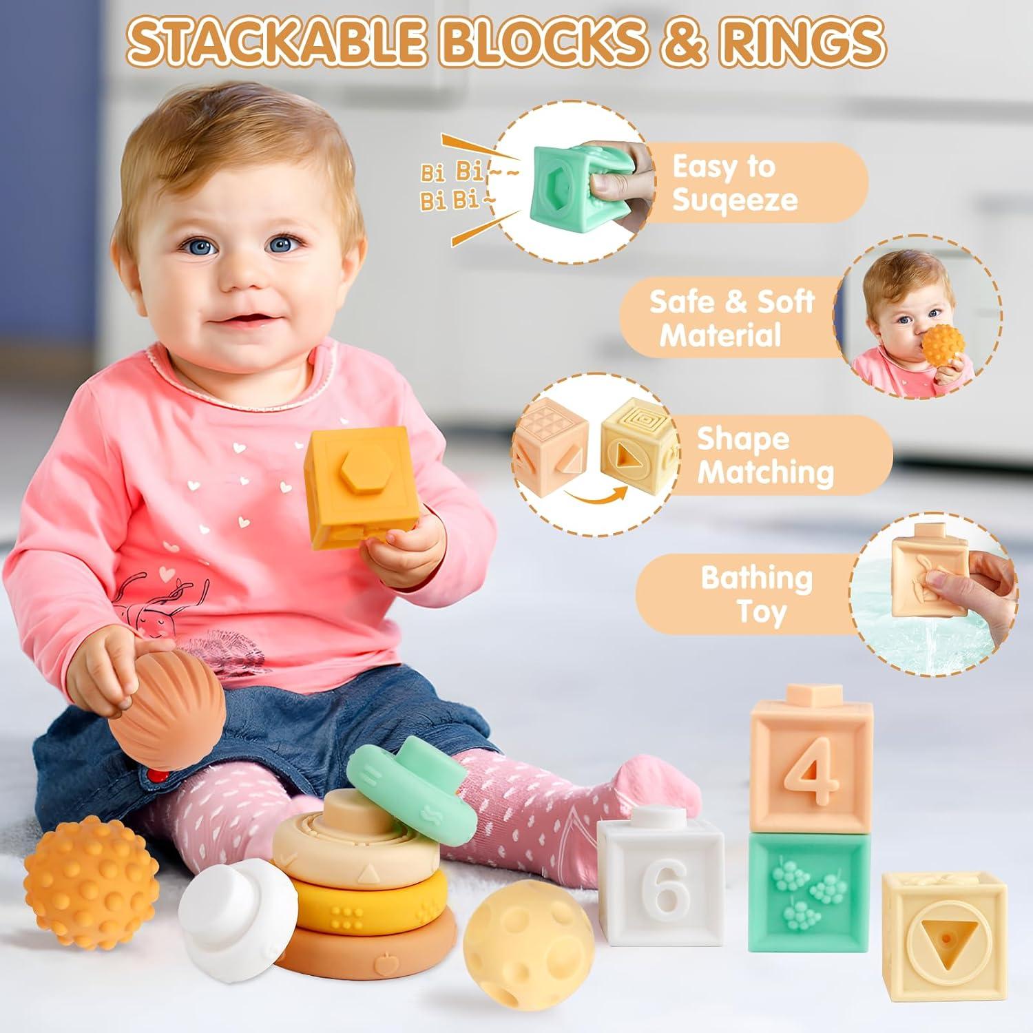 Juguetes Montessori 6 en 1 para Bebés 6-12 Meses - Xilófono