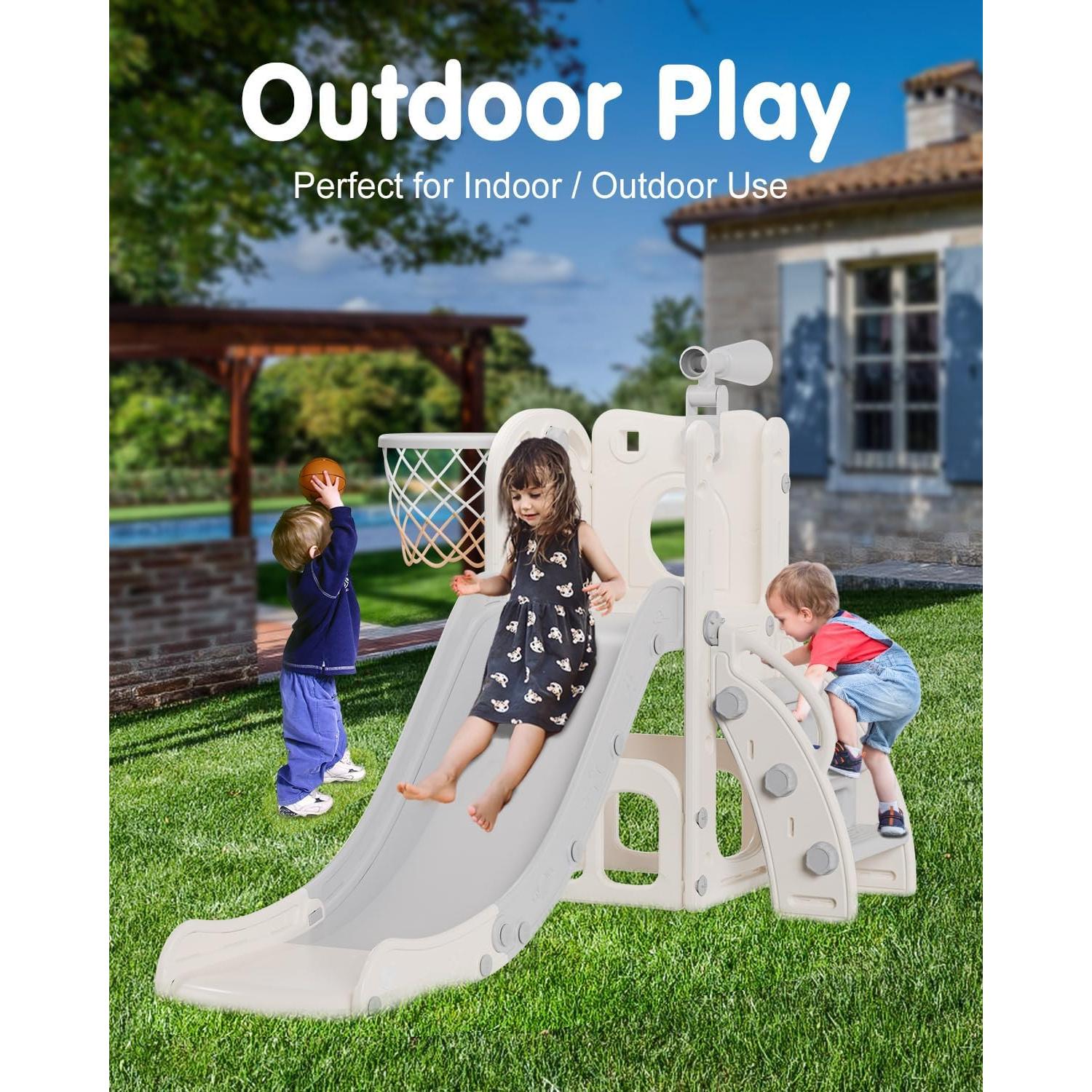 Tobogán 6 en 1 Babytronic para Niños 1-3 Años con Aro y Telescopio