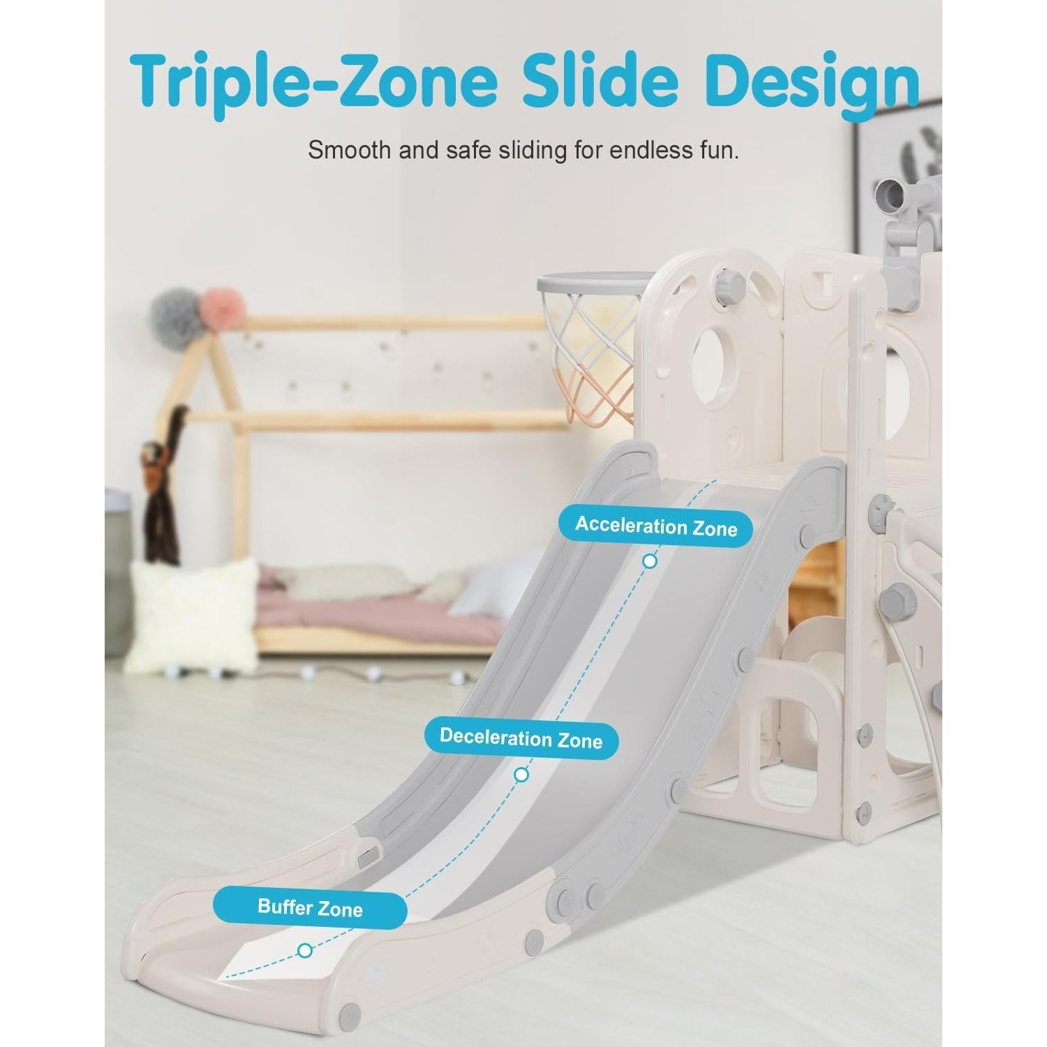 Tobogán 6 en 1 Babytronic para Niños 1-3 Años con Aro y Telescopio