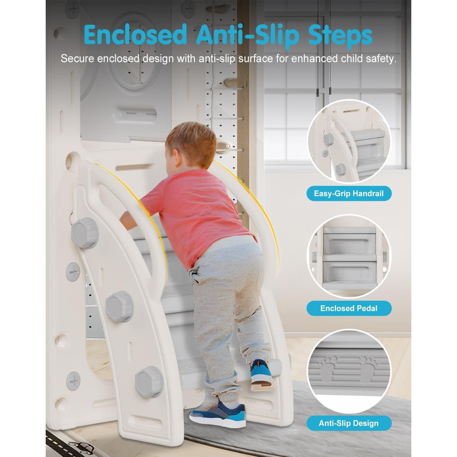 Tobogán 6 en 1 Babytronic para Niños 1-3 Años con Aro y Telescopio