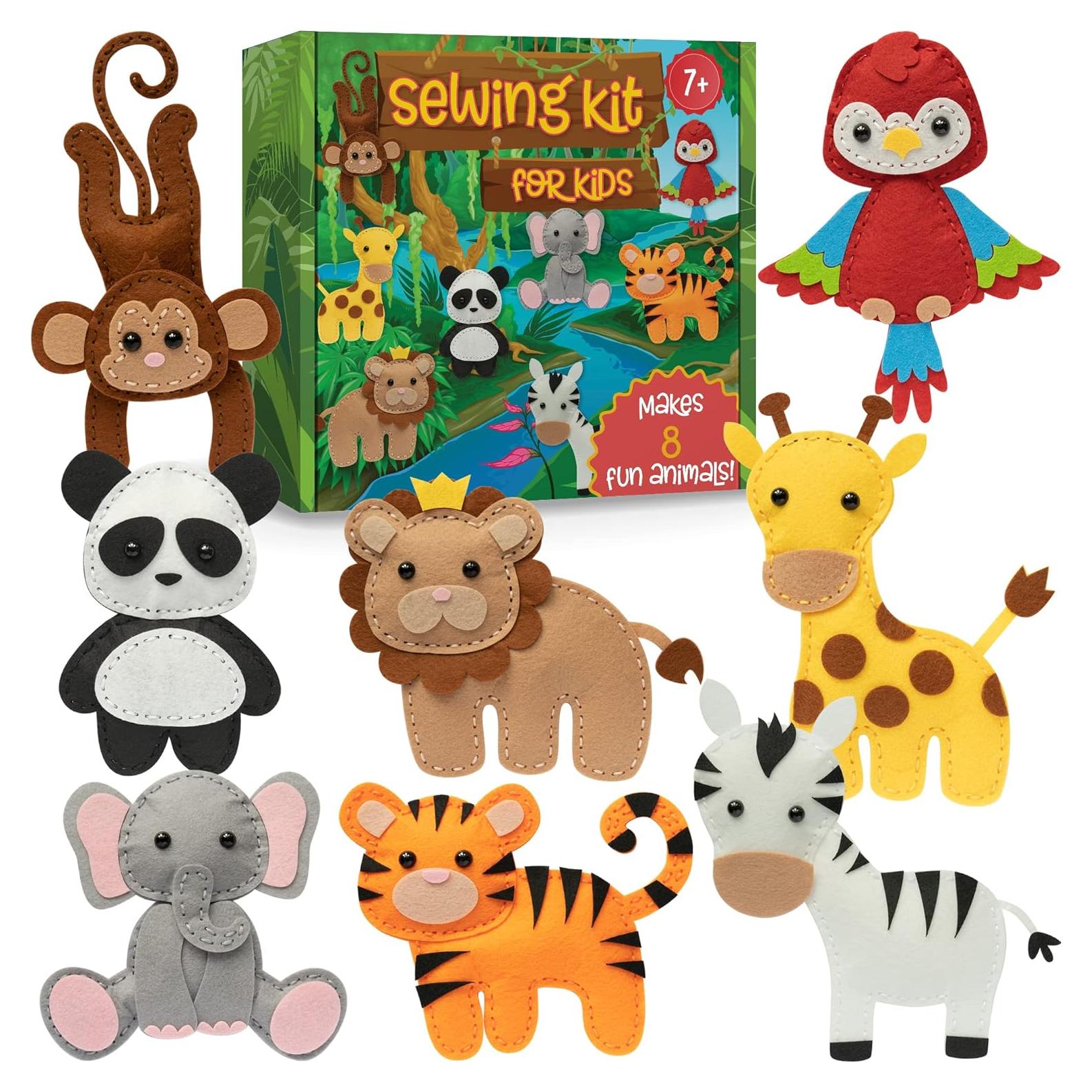 Kit de Costura Craftorama para Niños - Animales Salvajes, 165 Piezas