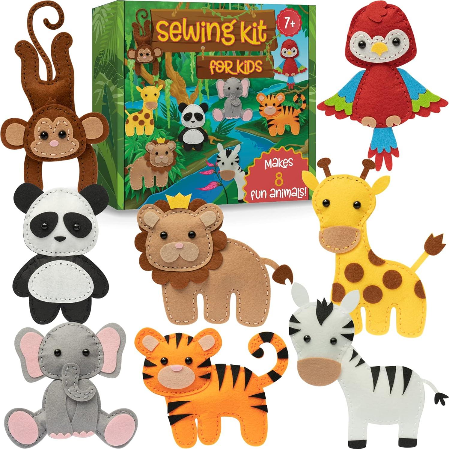 Kit de Costura Craftorama para Niños - Animales Salvajes, 165 Piezas