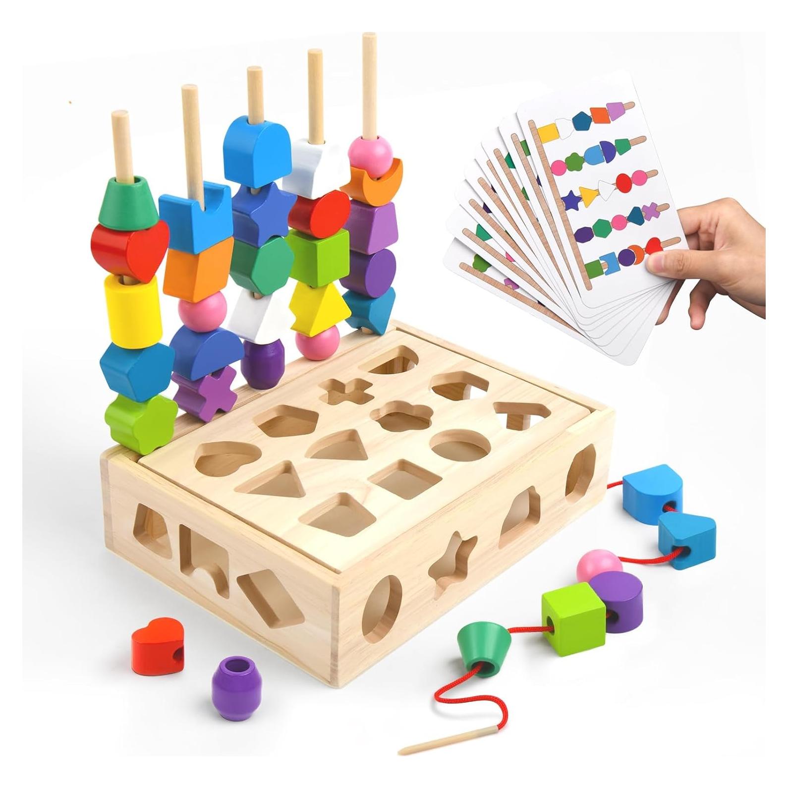 Juguete Montessori de Madera 3 en 1 - Clasificación y Apilamiento