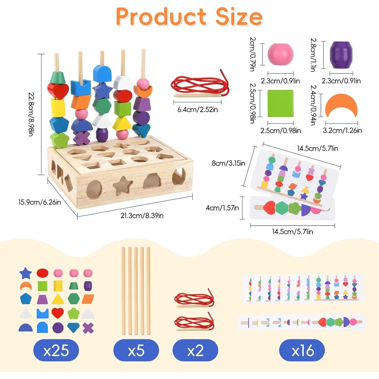 Juguete Montessori de Madera 3 en 1 - Clasificación y Apilamiento