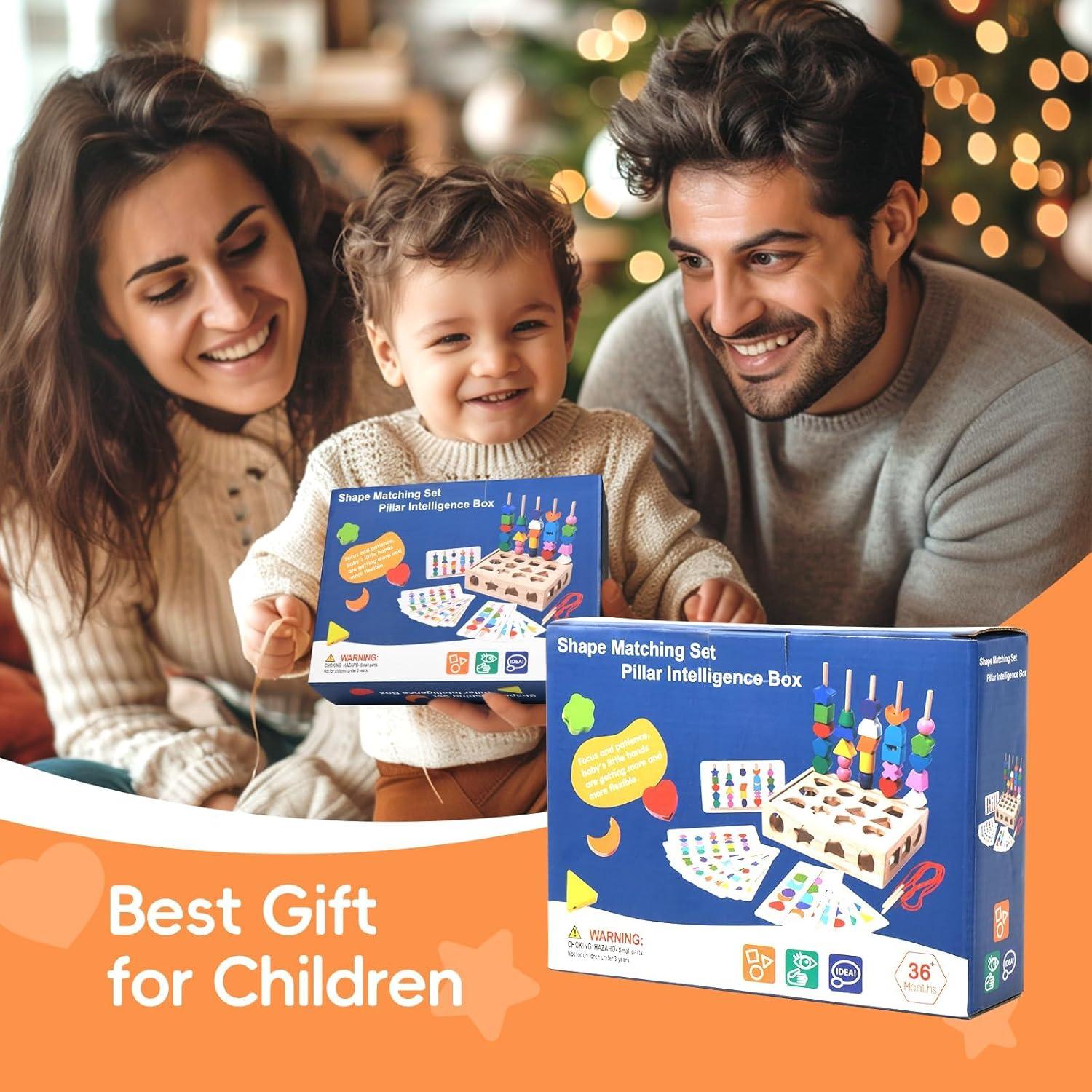 Juguete Montessori de Madera 3 en 1 - Clasificación y Apilamiento