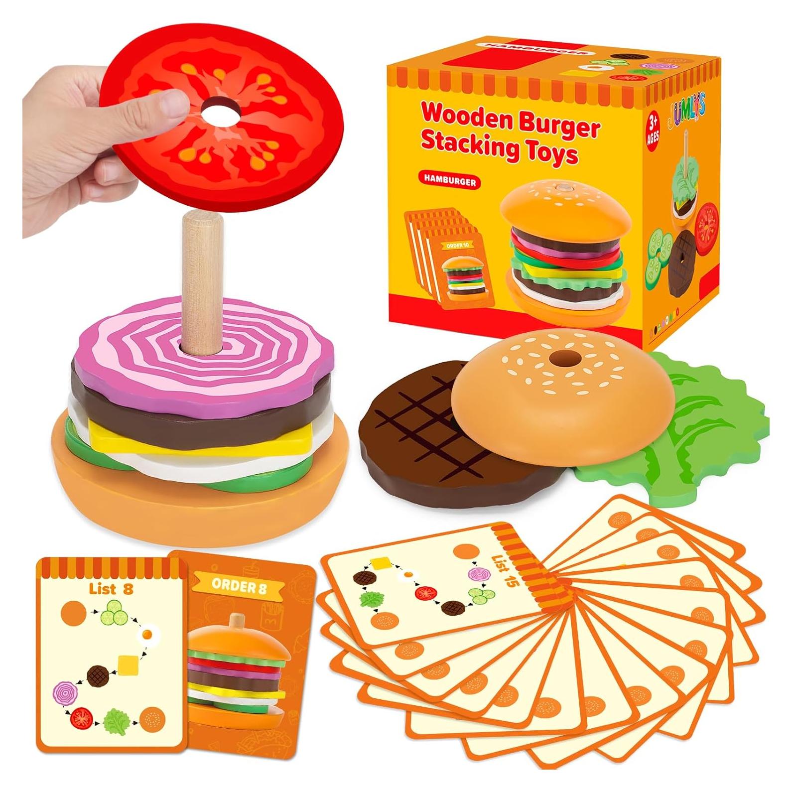 Juguete de Apilamiento de Hamburguesas de Madera Jumlys - 30 Piezas