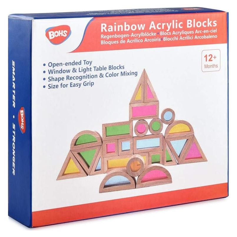 Bloques Sensoriales Arcoíris BOHS - 24 Piezas de Madera para Niños
