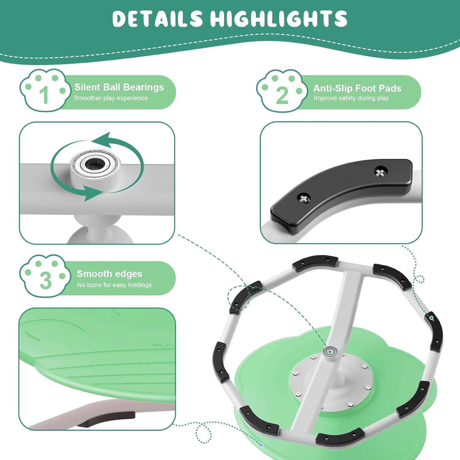 Silla Giratoria Sensorial Qusases para Niños Verde 99.79 kg