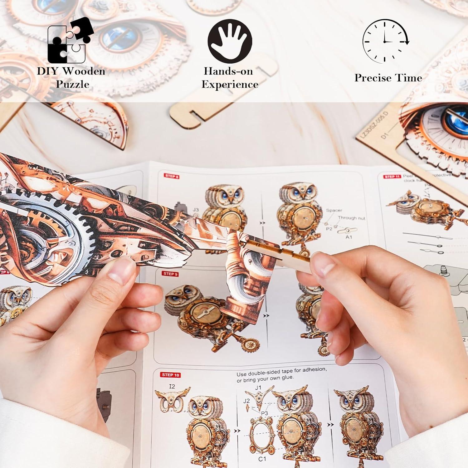 Rompecabezas 3D Reloj Búho Mecánico KAAYEE - DIY para Adultos