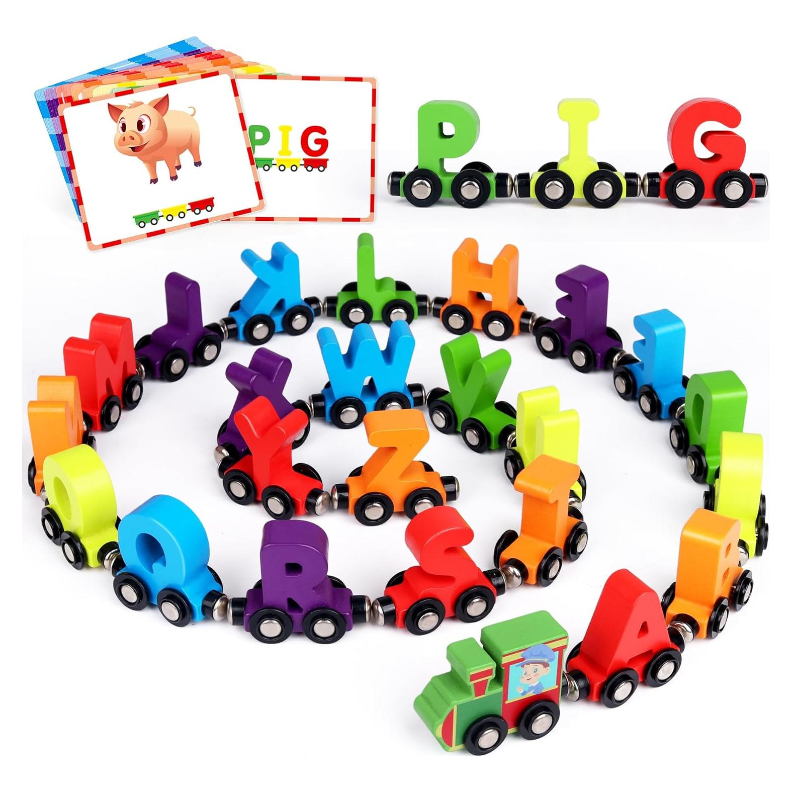 Juego de Tren de Alfabeto de Madera Helsort 27 PCS Educativo