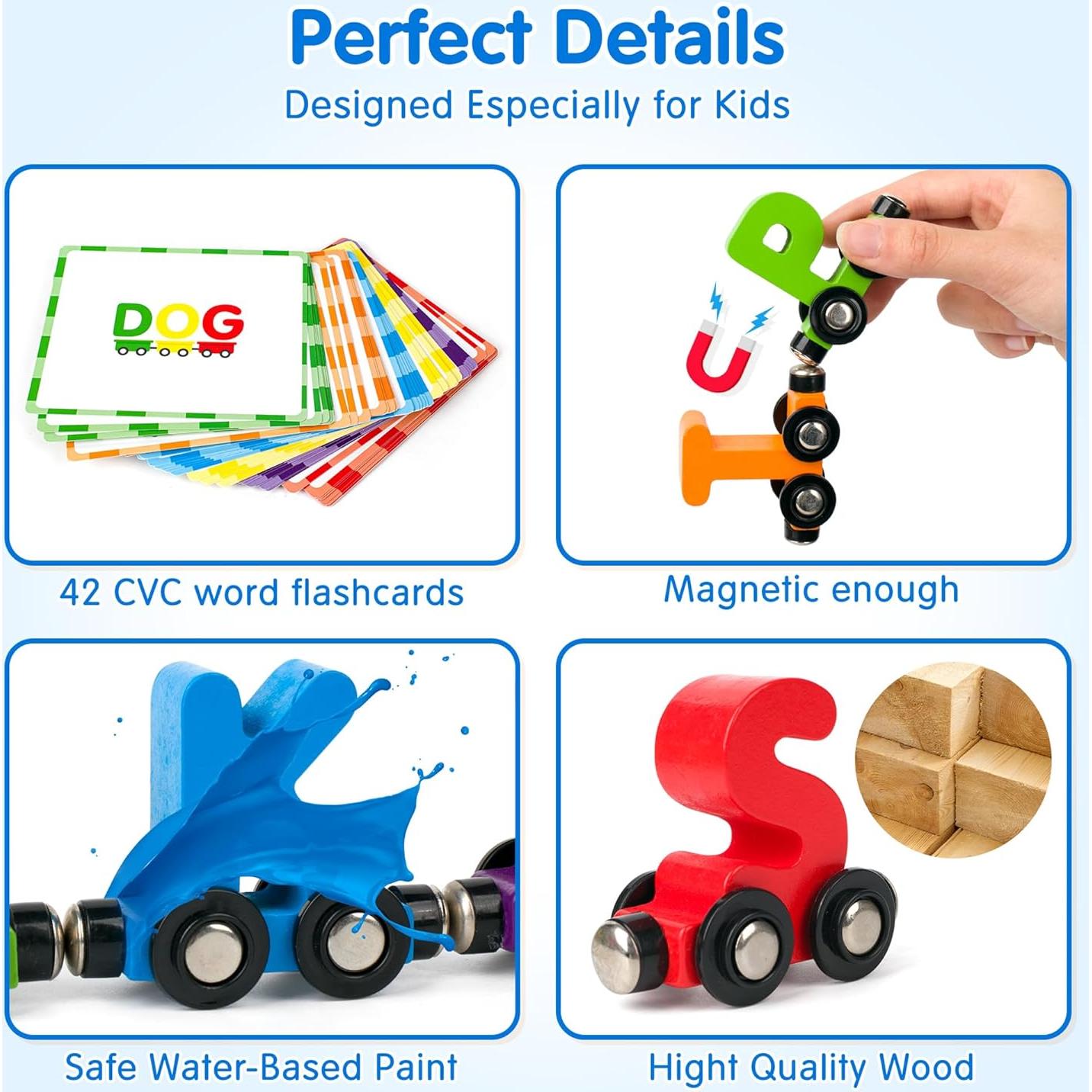 Juego de Tren de Alfabeto de Madera Helsort 27 PCS Educativo