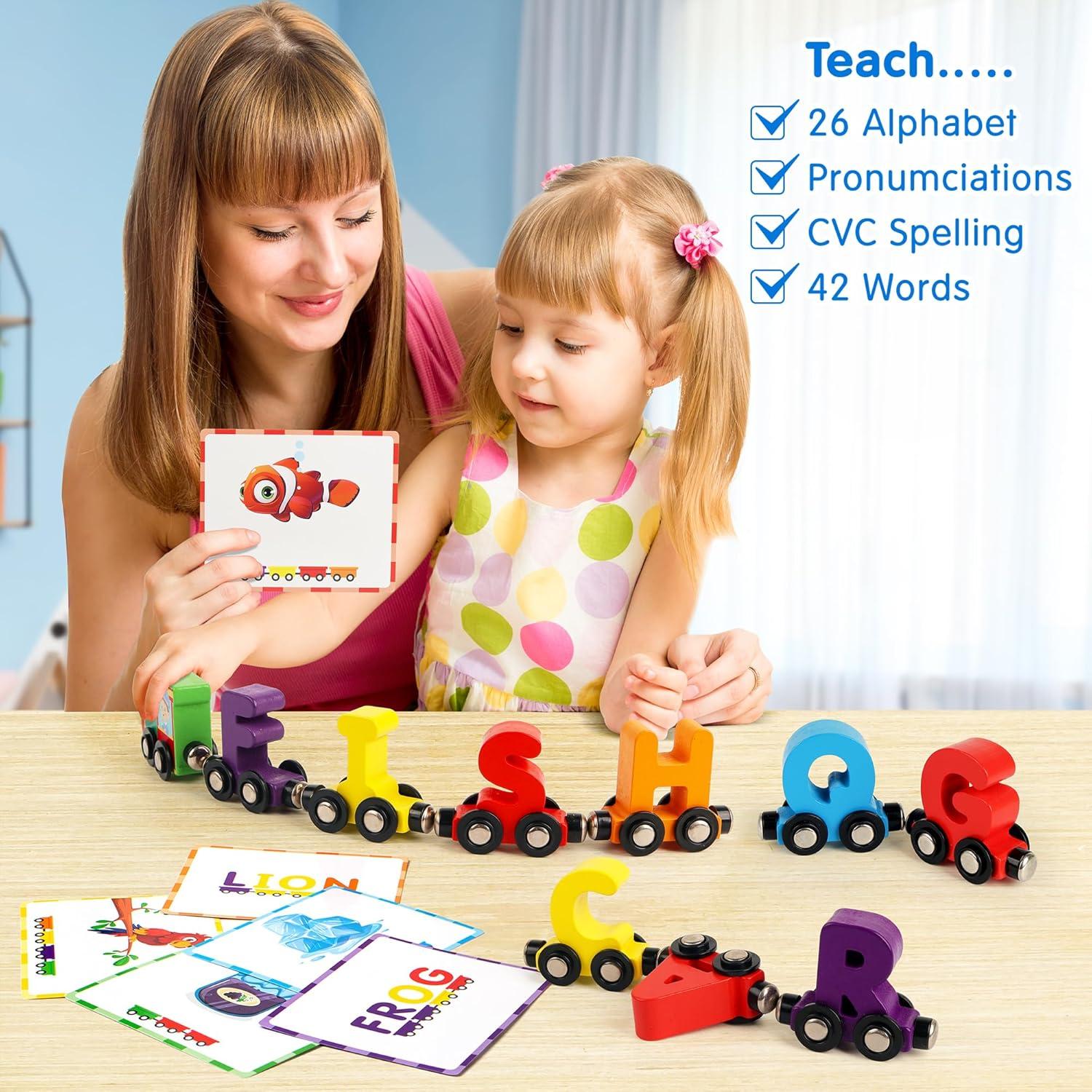 Juego de tren de letras magnético Helsort 27 piezas educativo