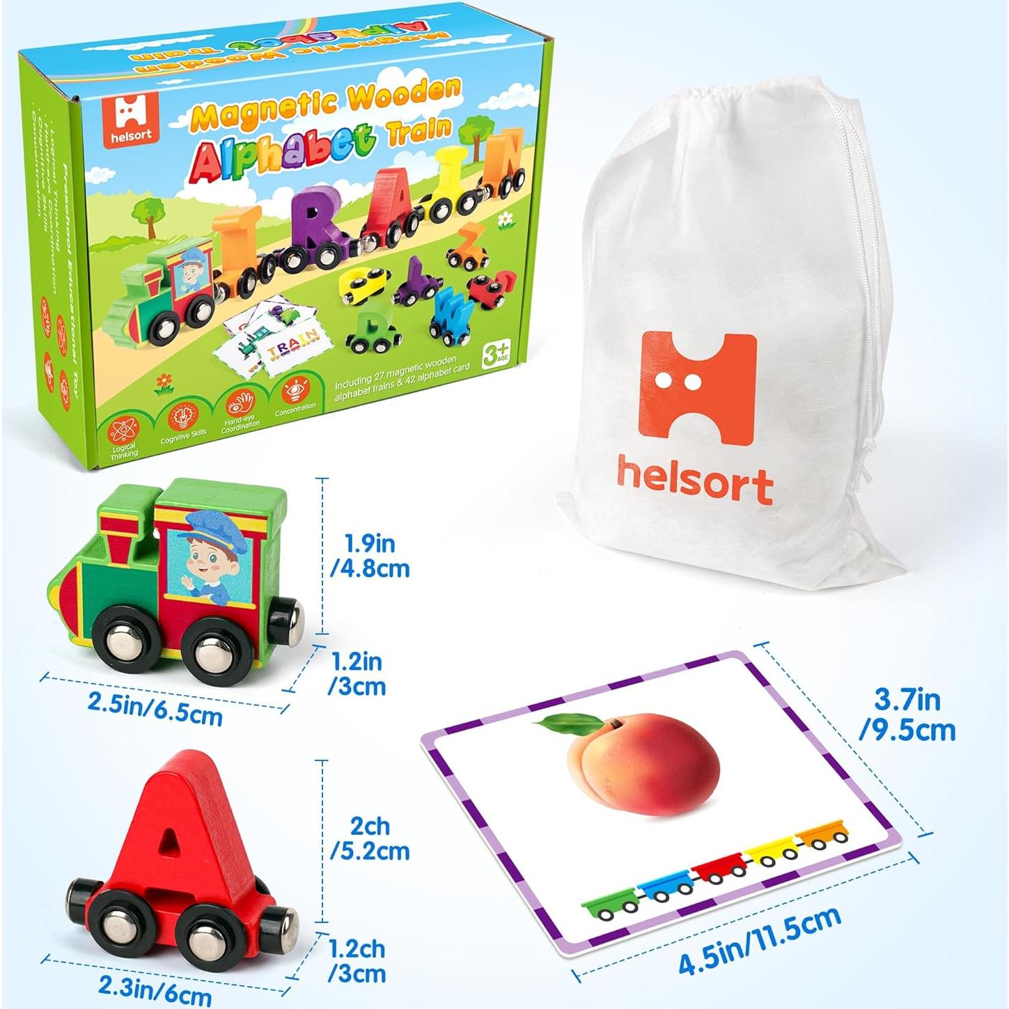 Juego de tren de letras magnético Helsort 27 piezas educativo