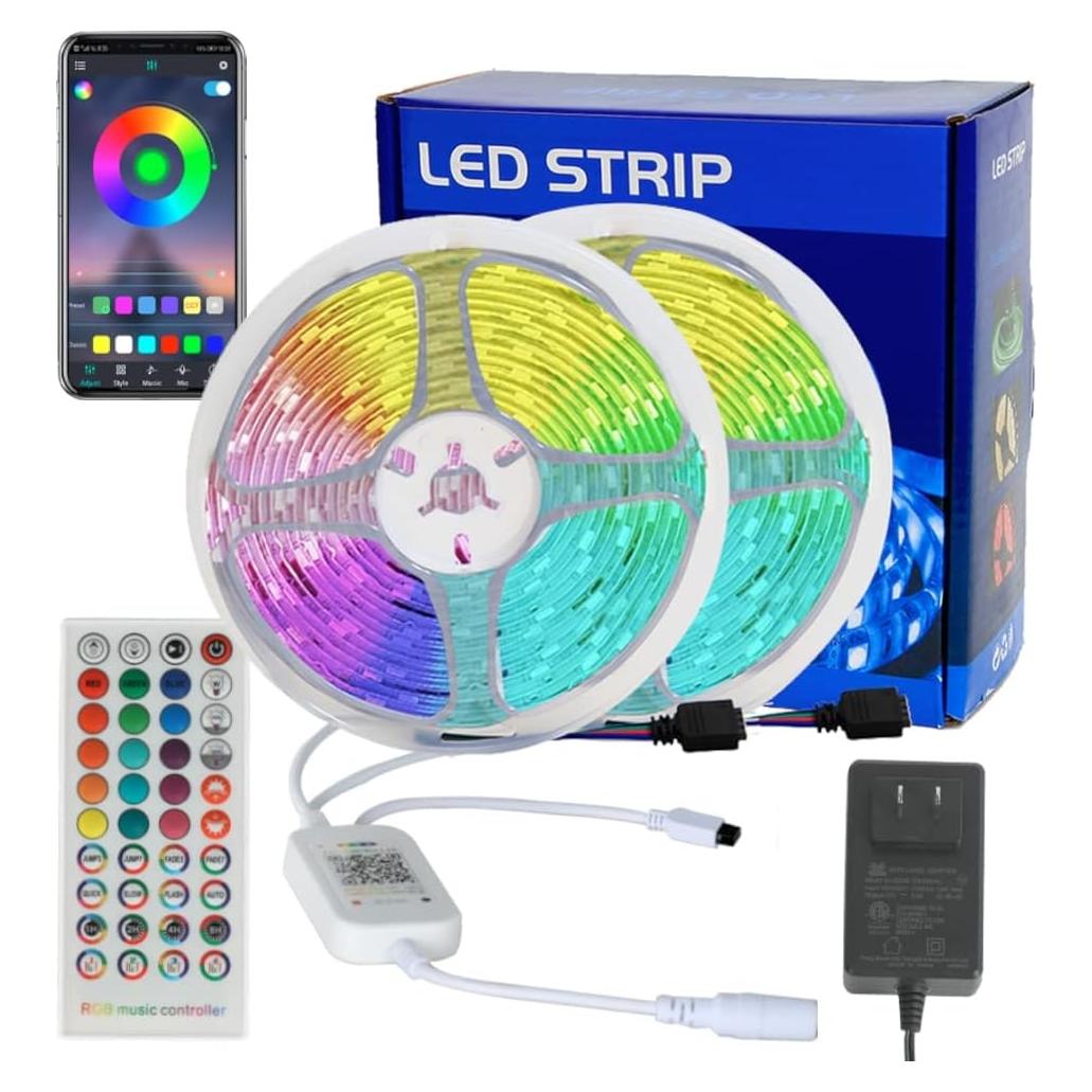 Tira LED RGB 10m KUMQUAT Control Bluetooth Sincronización Música