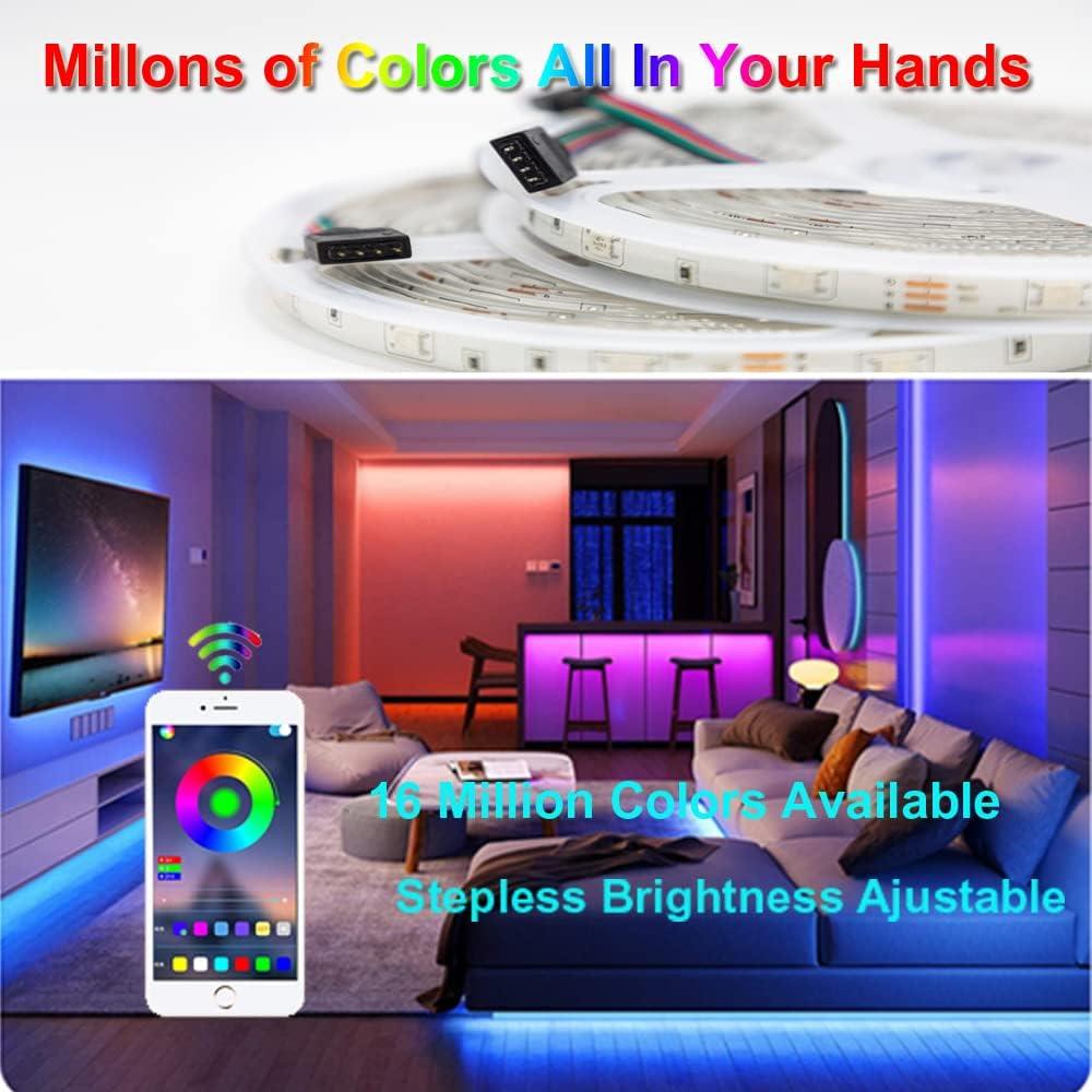 Tira LED RGB 10m KUMQUAT Control Bluetooth Sincronización Música