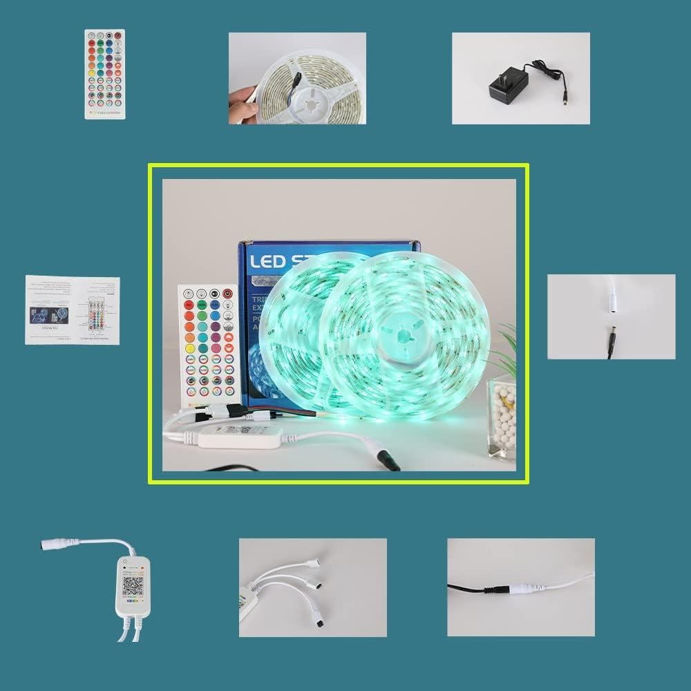 Tira LED RGB 10m KUMQUAT Control Bluetooth Sincronización Música
