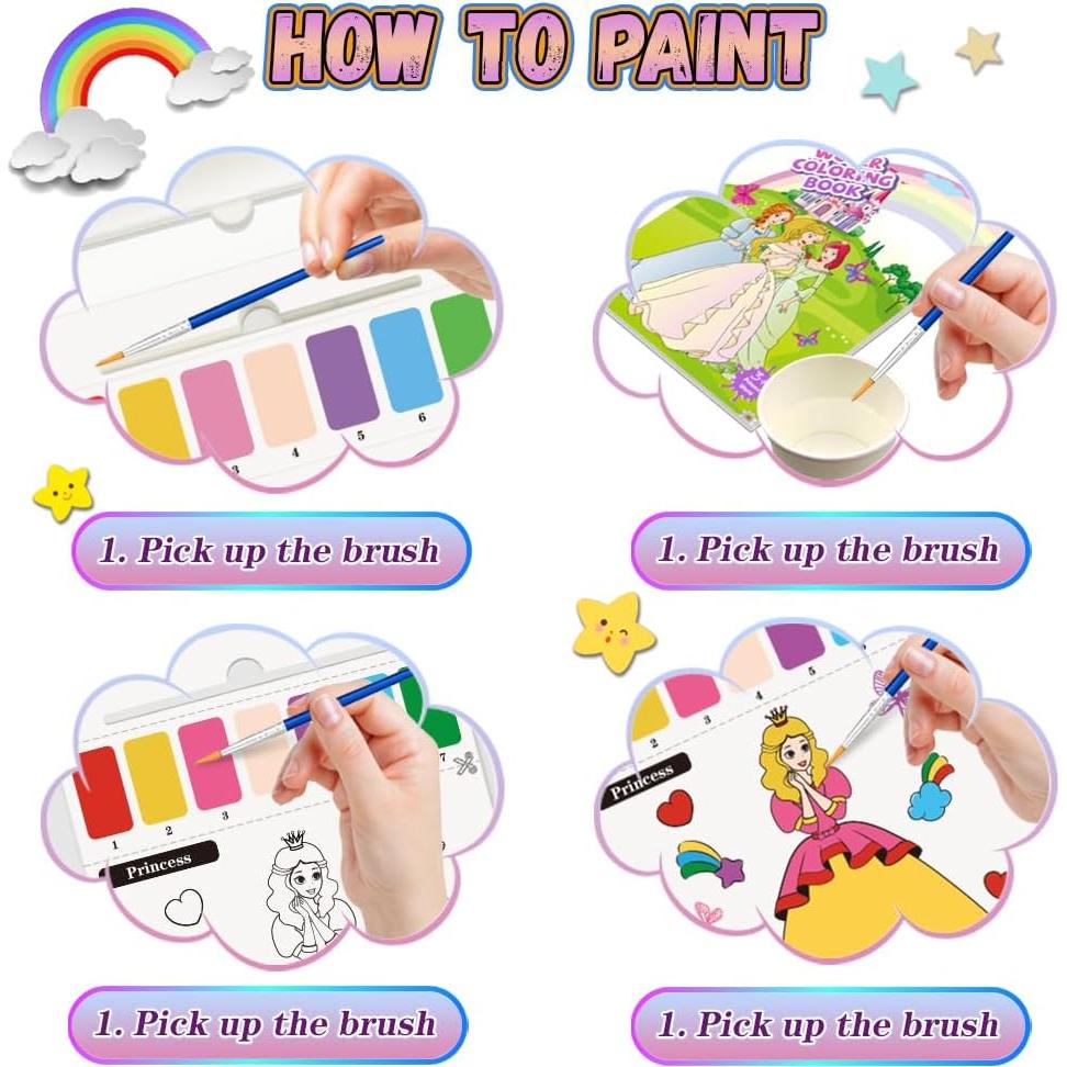 Conjunto de Pintura Acuarela YMluky para Niños 2 Libros