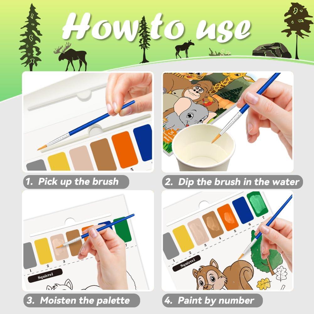 Libro para Pintar con Agua YMluky Animales del Bosque