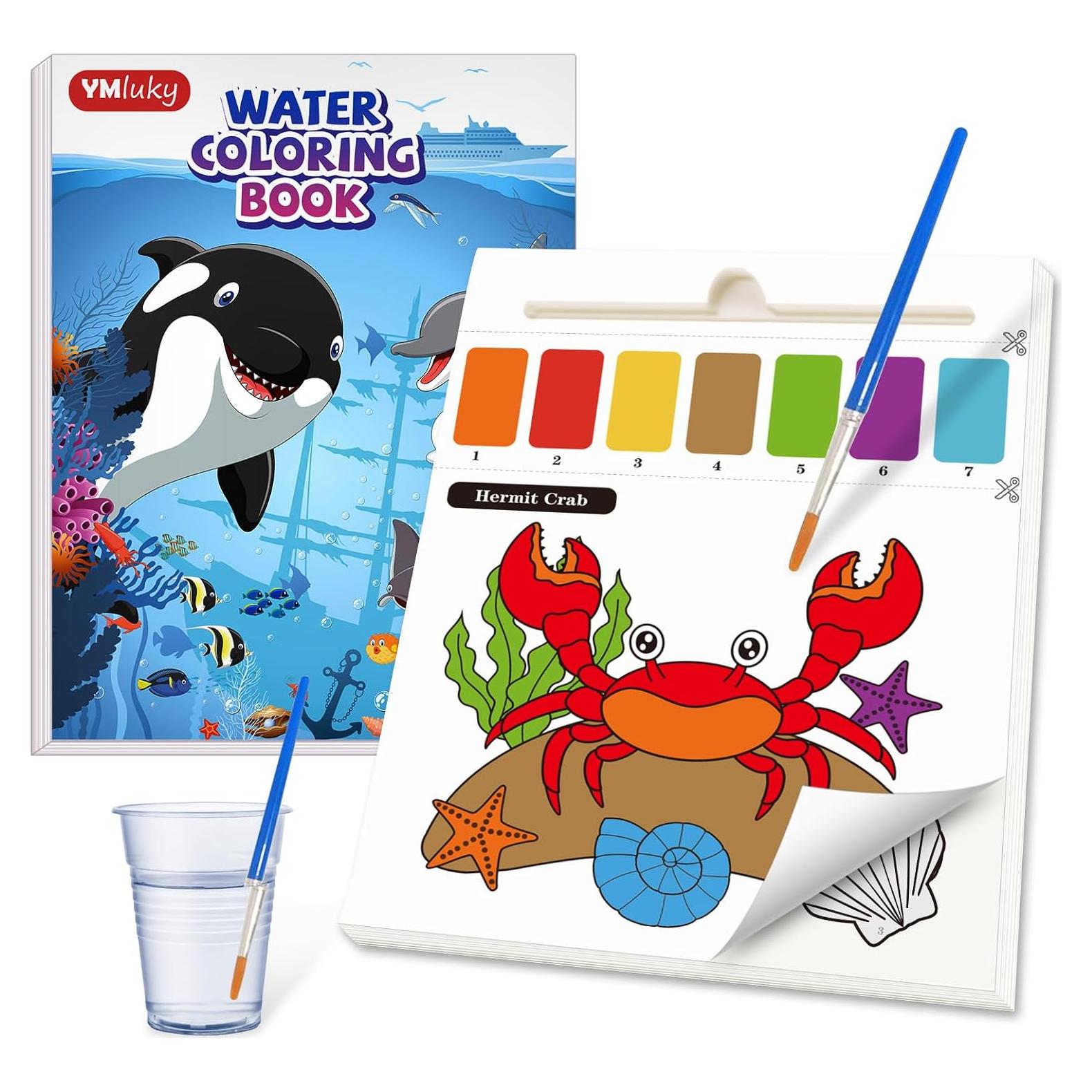 Libro para Pintar con Agua YMluky Animales Marinos 20 Páginas