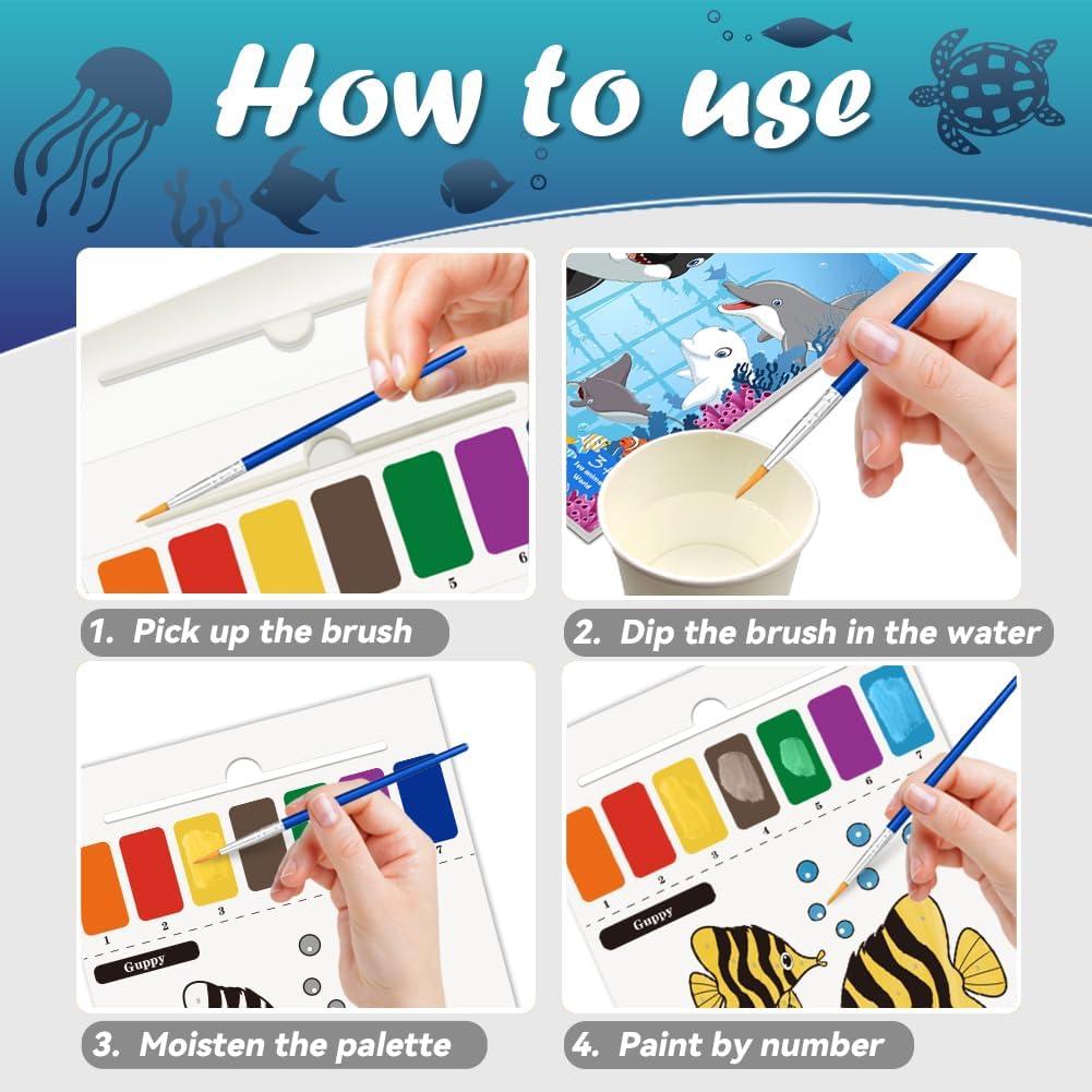 Libro para Pintar con Agua YMluky Animales Marinos 20 Páginas