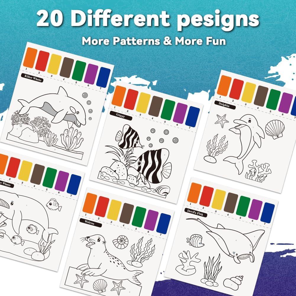 Libro para Pintar con Agua YMluky Animales Marinos 20 Páginas